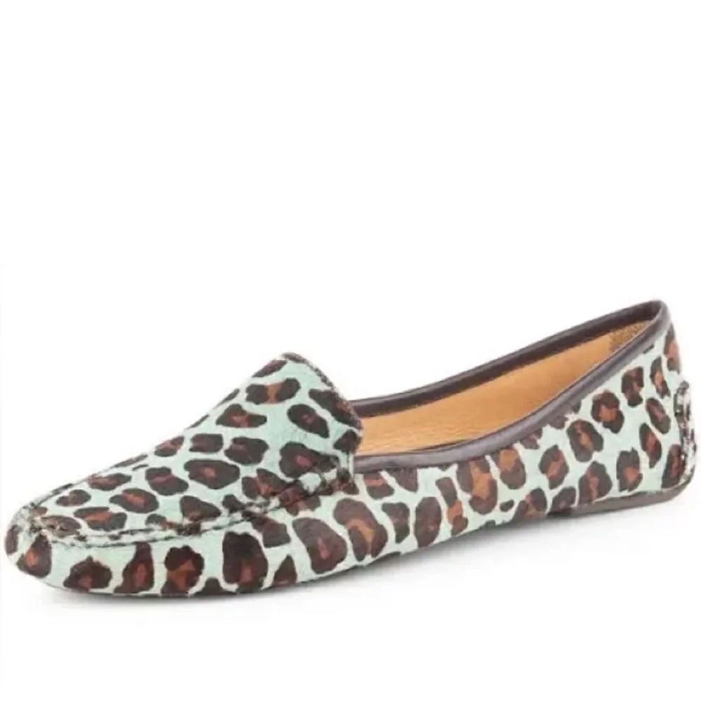 Patricia Green | Jillian Driving Moccasin in Green Leopard Calf Hair | 6